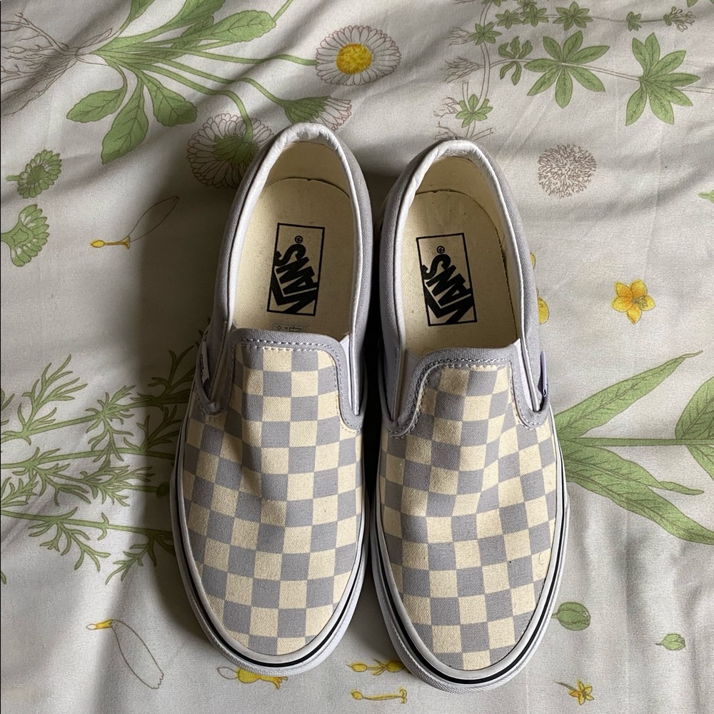 Pastel Purple Checker Board Slip On Vans